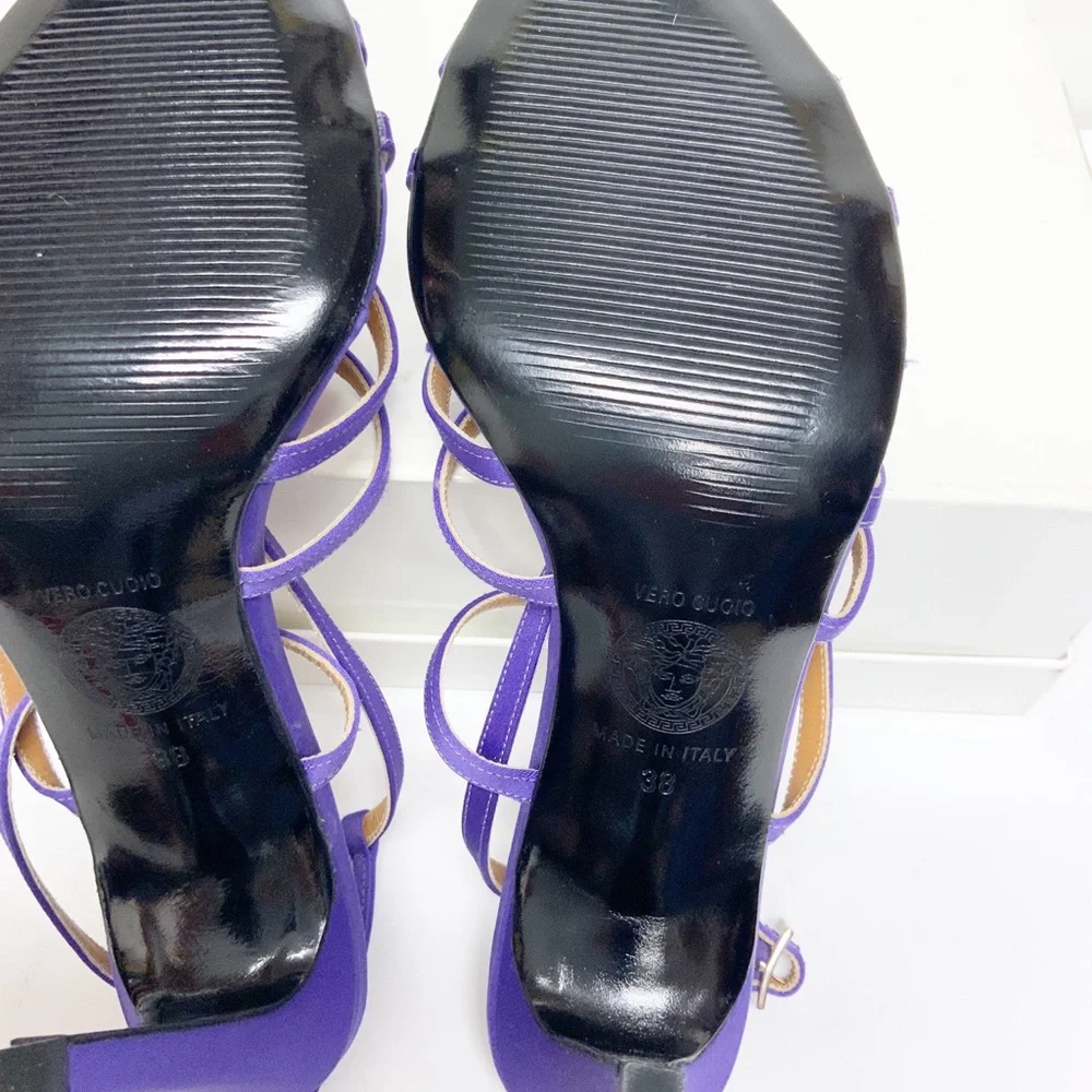 Versace purple satin and rhinestone sandals  38
